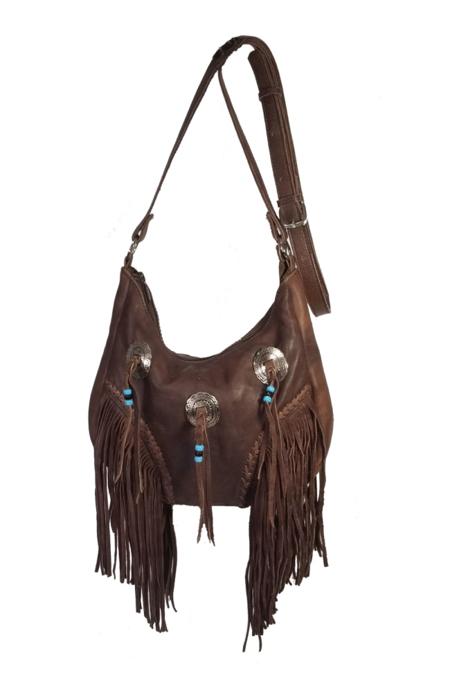 (image for) Beaded Three Concho Soft Leather Shoulder Bag